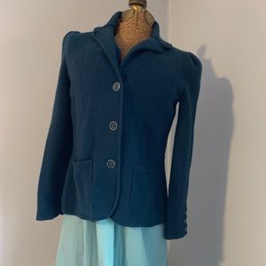 Polish Teal merino wool sweater blazer